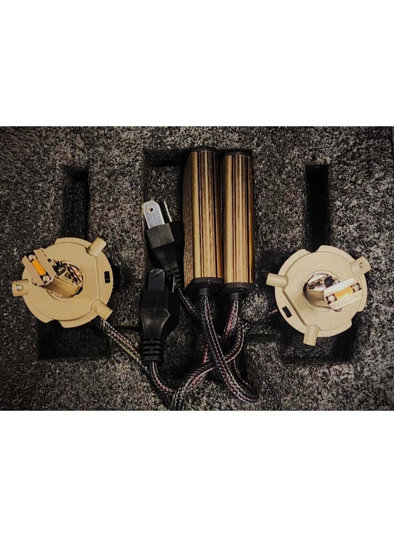 LED bulb Socket Size H4 300 watts Original per pair for car for strong lights.  Power : 150w / Bulb  Lumen : 12500 LM / Bulb  Voltage :9-30V  Life Span > 50000 Hours  Color Temperature : 6000K  Temperature Control System : Yes - Image 2